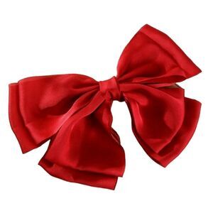 Red Silk Bow Barrette